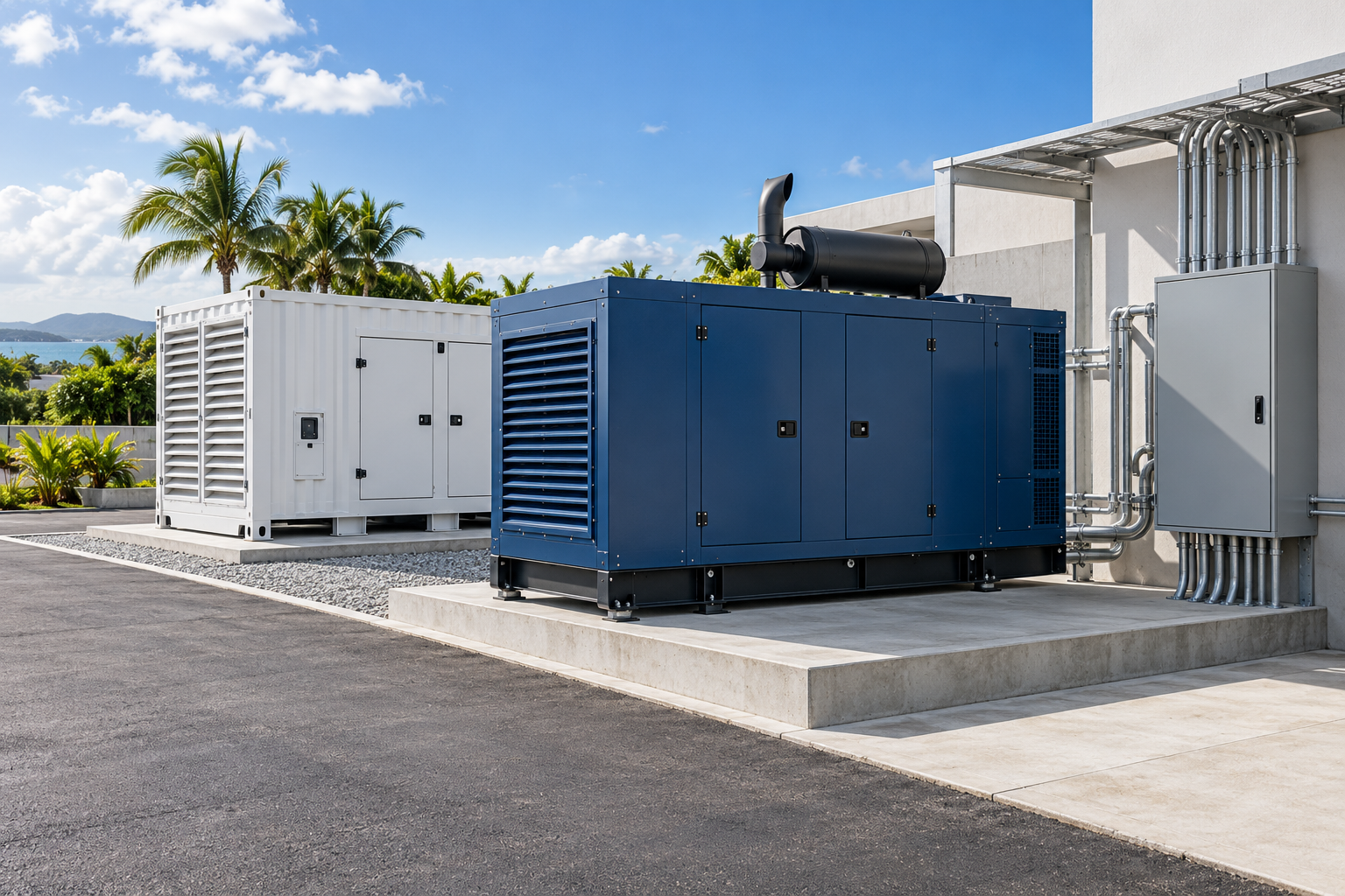 Illustrative commercial diesel and container generator installation